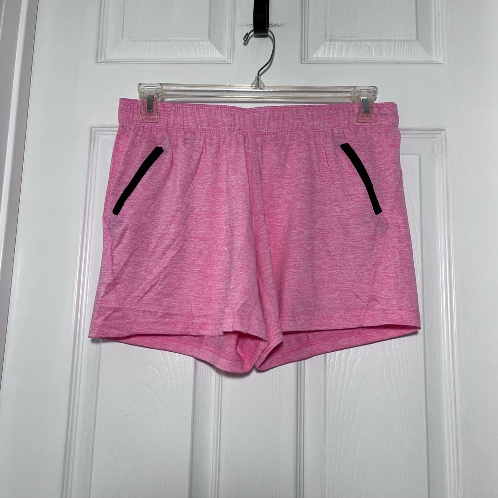 Liberty Pro Pink Athletic Shorts with Black Zip Close Pockets